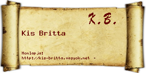 Kis Britta névjegykártya